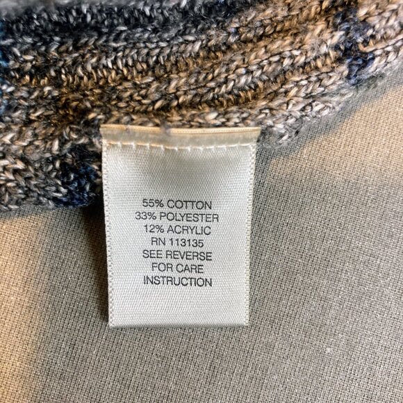 Leo and Nicole open front sweater in gray and navy blue, women's size petite L - Picture 5 of 6